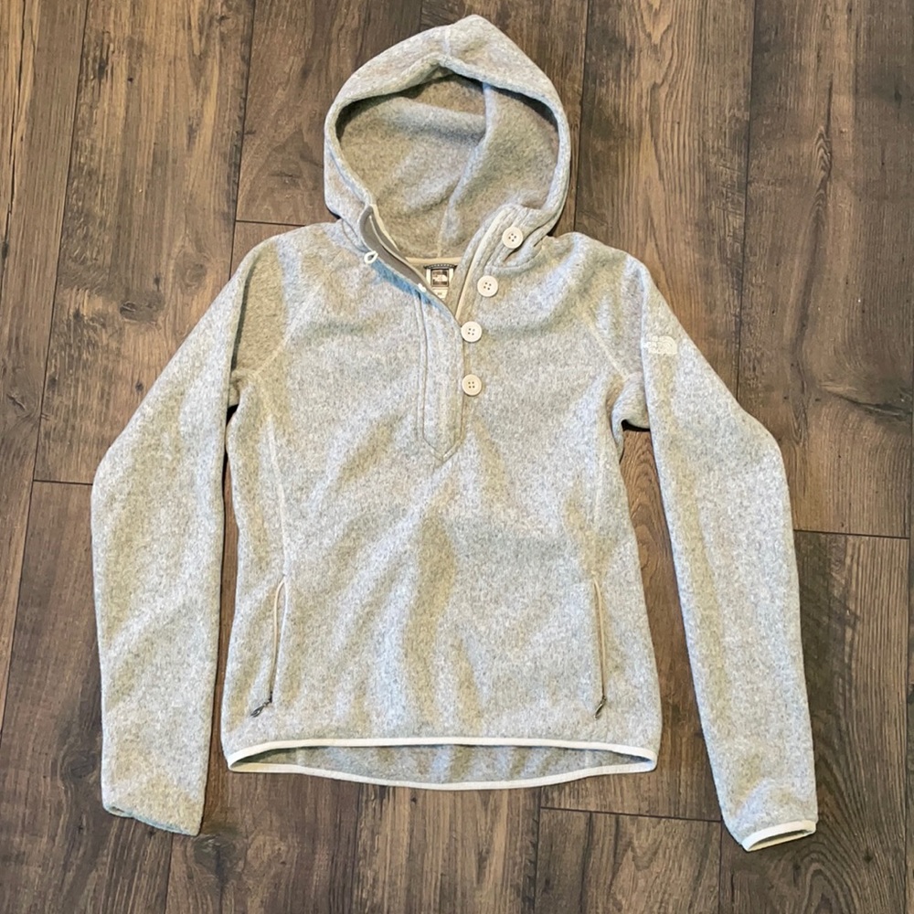 The north face gray fleece hoodie women’s medium